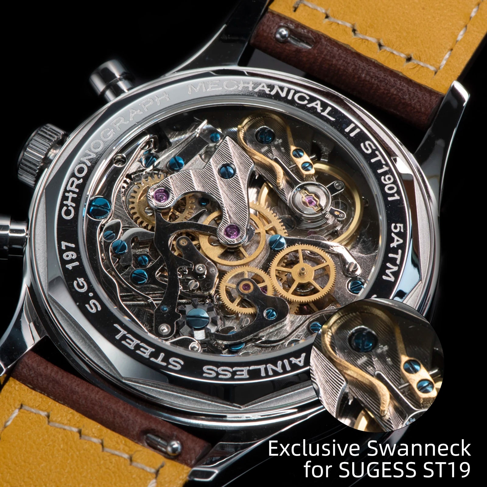 SUGESS Pilot Chronograph Watch — Mechanical Seagull Movement & Sapphire Crystal