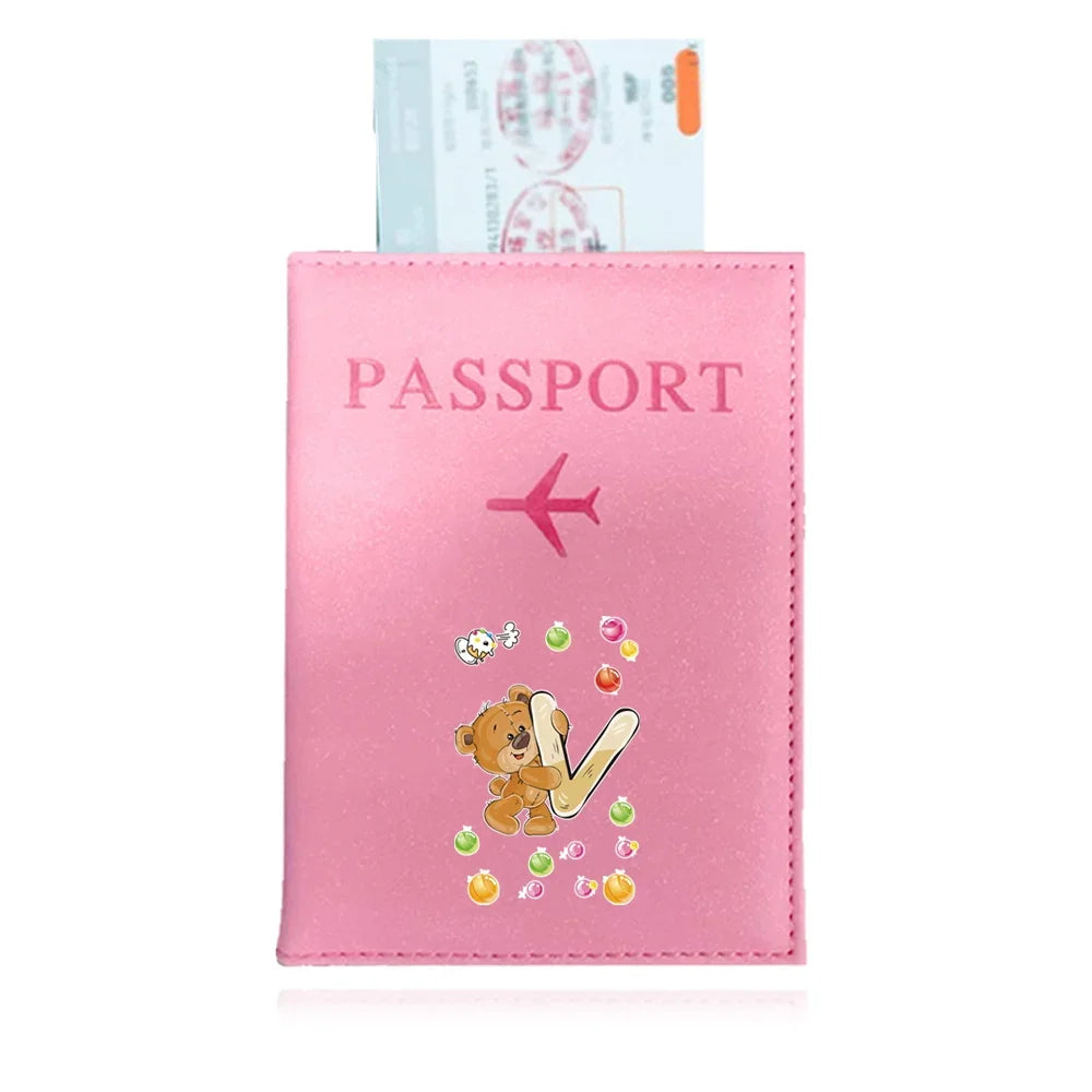 Bear Pattern Passport Cover — Protective PU Leather Travel Holder