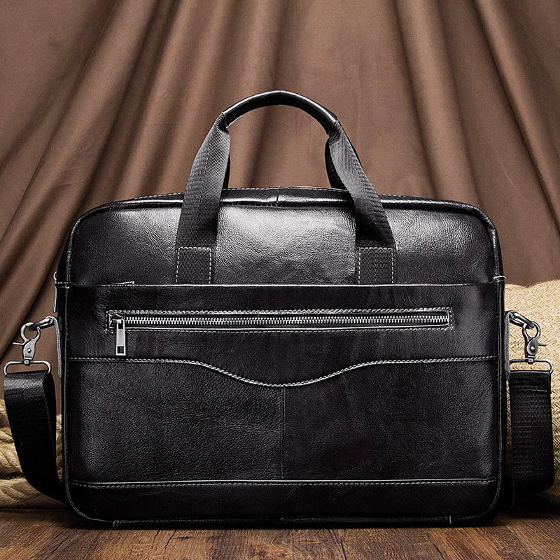 HUMERPAUL Genuine Leather Men's Briefcase — Professional Business Messenger Bag