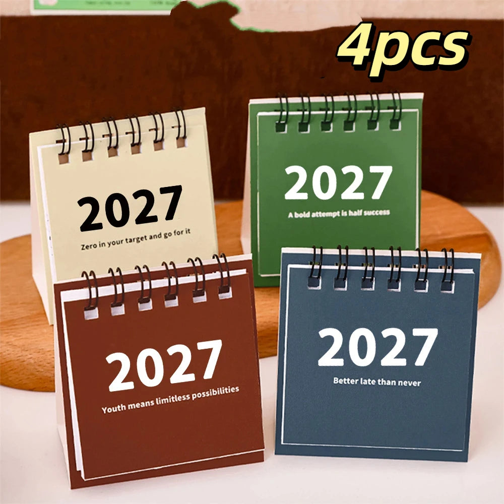 KOQZM 2027 Mini Desk Calendar — Portable Daily Planner for Home and Office