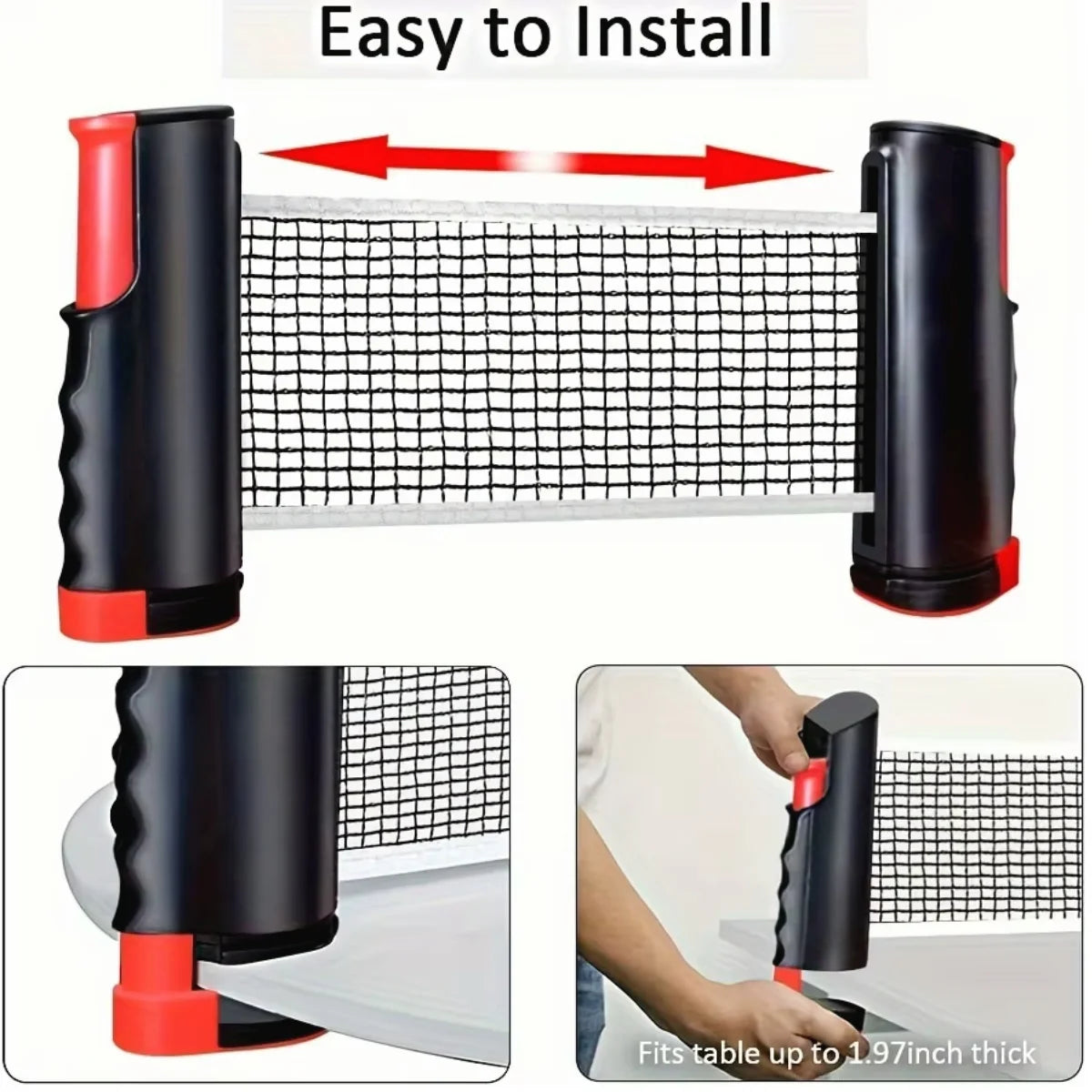 BiTS TO BIG Ping Pong Paddle Set — Portable Table Tennis Kit with Retractable Net