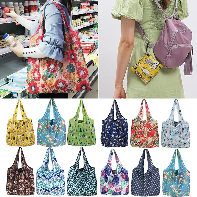 Foldable Reusable Shopping Bags — Heavy Duty Washable Grocery Totes