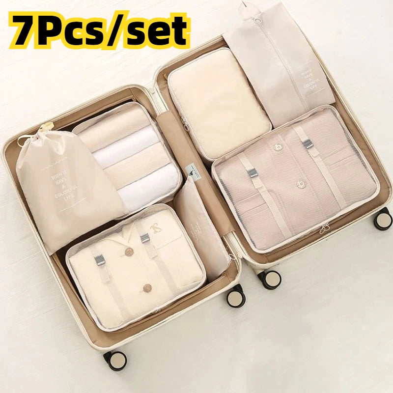 7-Piece Travel Luggage Organizer Set — Multi-Purpose Packing Cubes