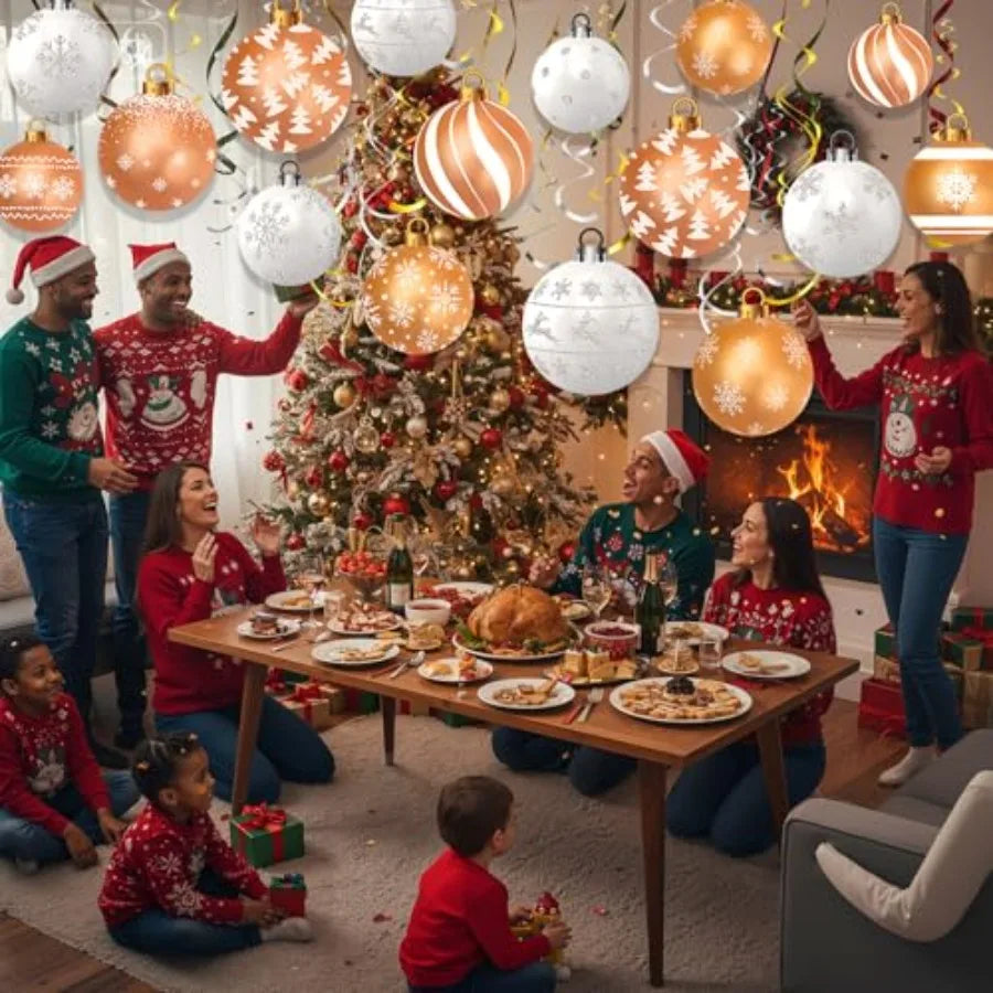 SHXI Hanging Christmas Decoration Set — Foil Swirls and Ball Ornaments