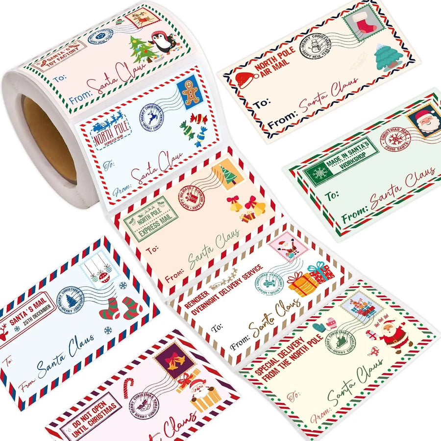 TYFYO Christmas Gift Tag Stickers — Self-Adhesive Santa Name Labels