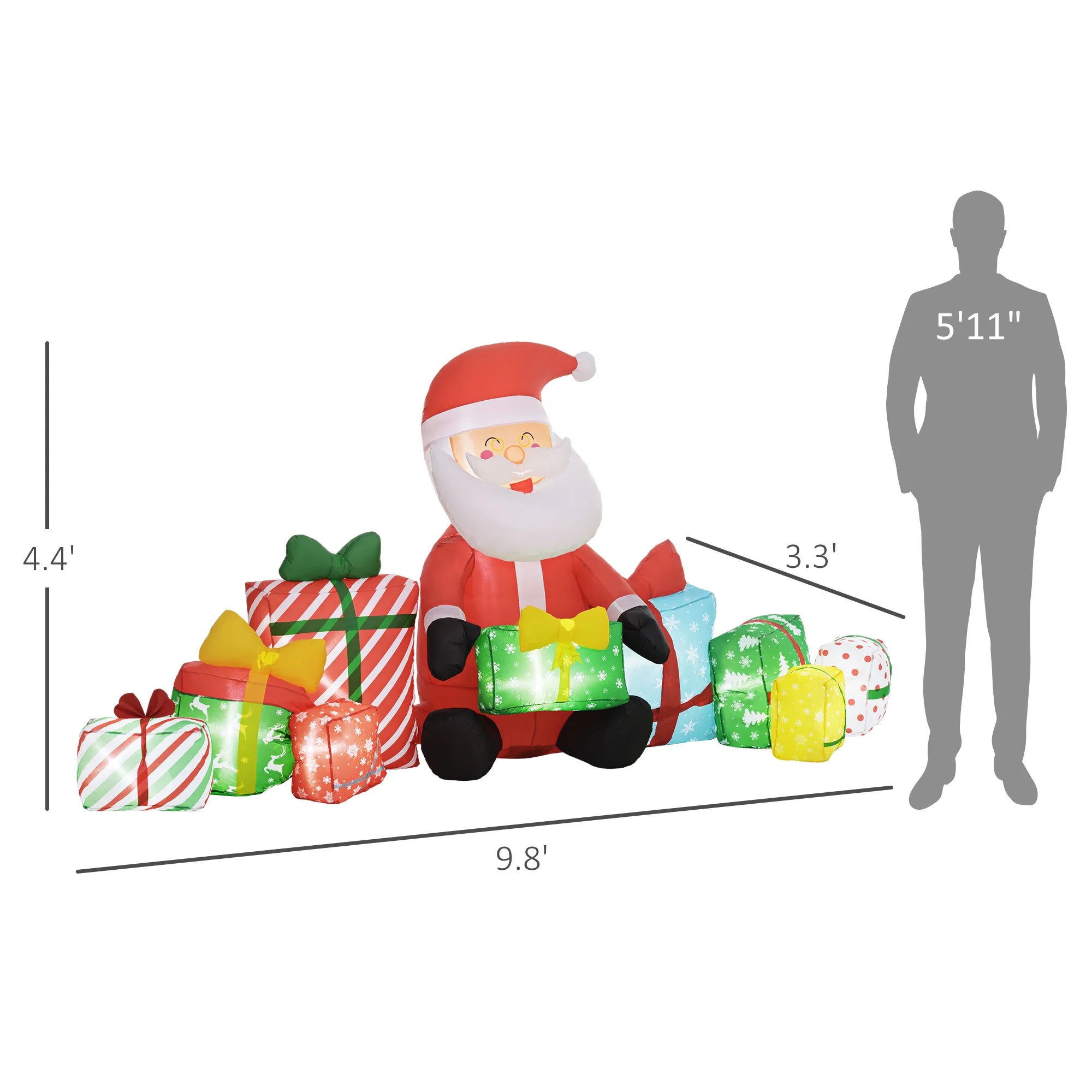 Outsunny Inflatable Santa Claus with Gift Boxes — Festive Outdoor Holiday Decor