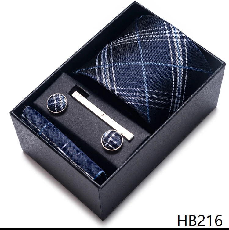 VanGise Men's Necktie Set — Business Tie, Cufflinks, and Pocket Square Kit