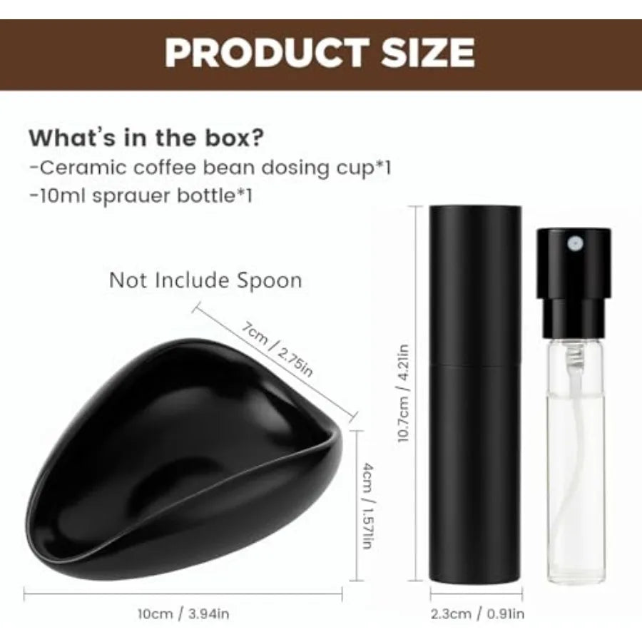 Ceramic Coffee Bean Dosing Cup & Sprayer Set — Elegant Coffee Station Organizer