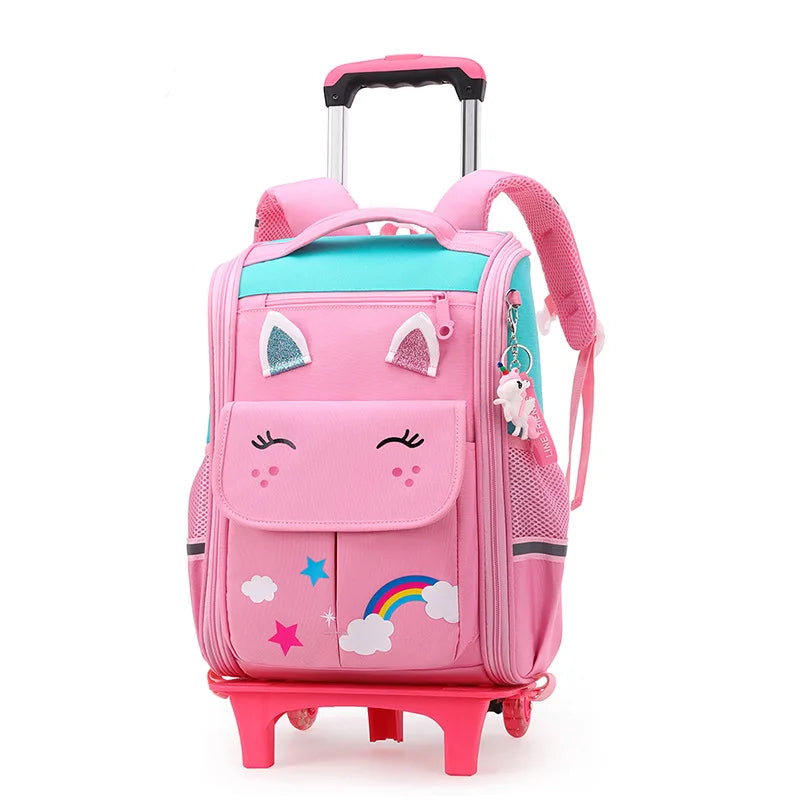 Children's Rolling School Backpack — High Capacity Wheeled Trolley Bag