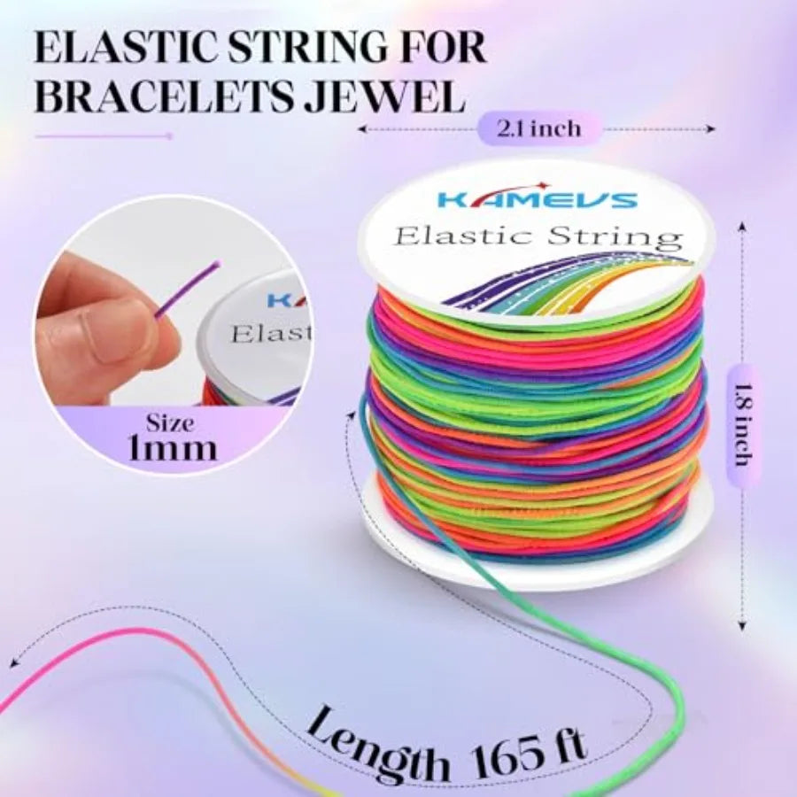 Rainbow Elastic String — 1mm Sturdy Stretchy Cord for Jewelry Making