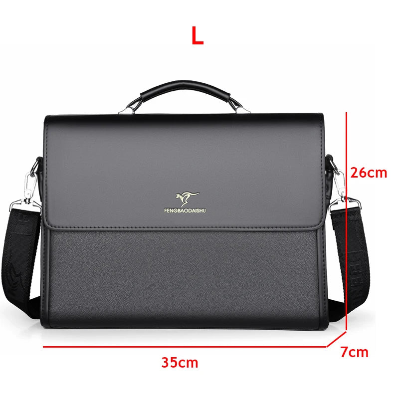 Men's Leather Business Briefcase — Professional Work Tote & Shoulder Bag
