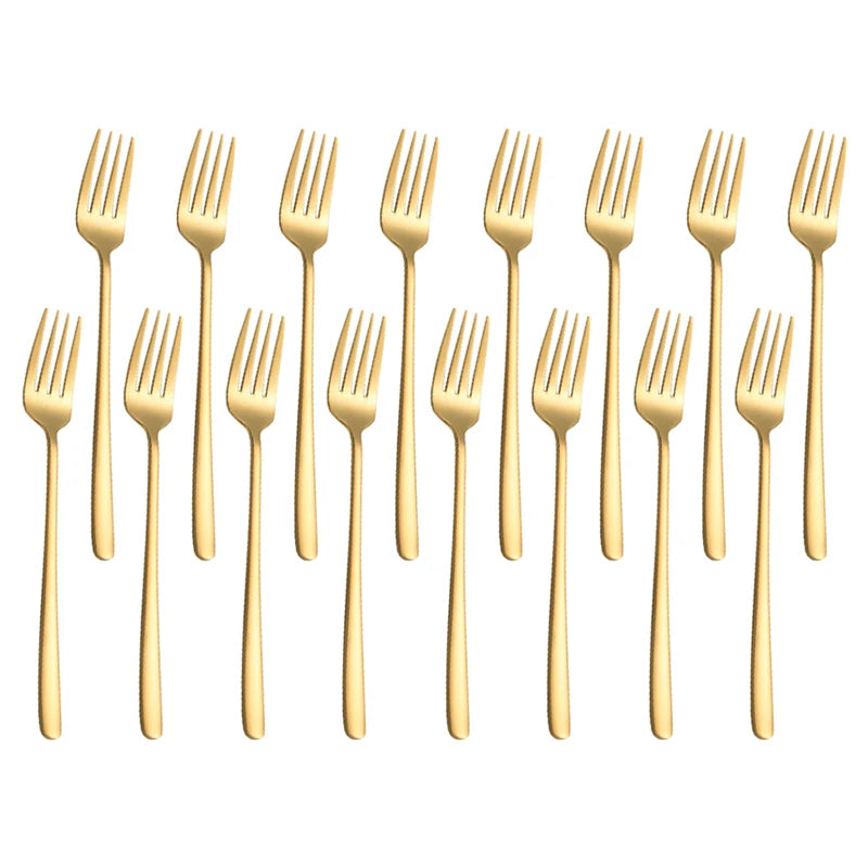 Stainless Steel Dinner Forks — Elegant 16-Piece Set for Home and Parties