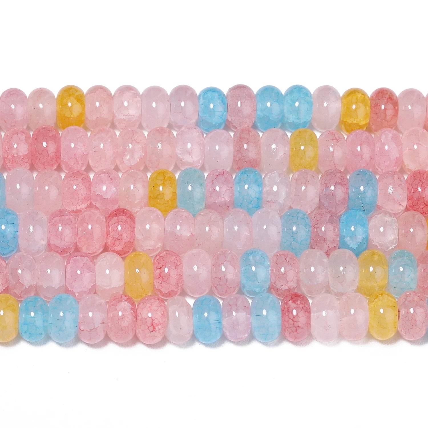 Cracked Morganite Jade Abacus Beads — Loose Rondelle Spacers for Jewelry Making