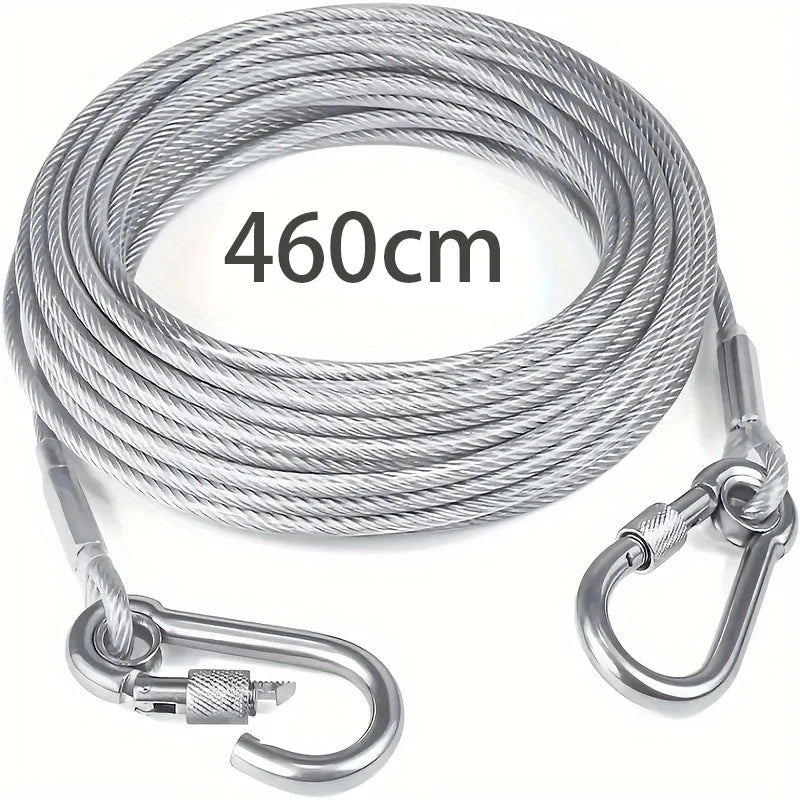 Heavy-Duty Stainless Steel Dog Tie-Out Cable — Reflective Outdoor Leash