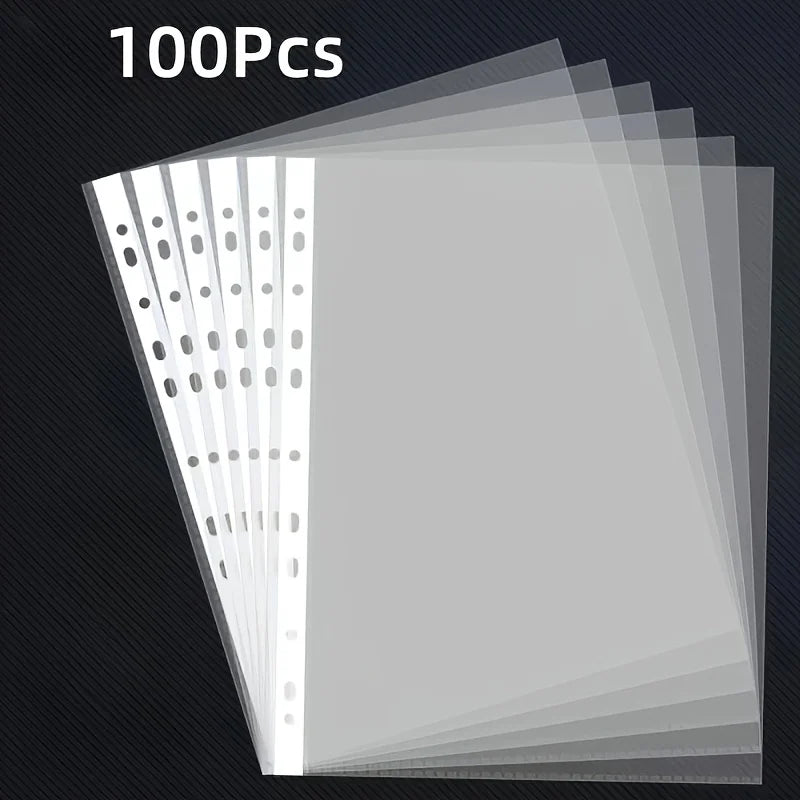 Clear A4 Plastic File Folders — Durable 11-Hole Document Sleeves
