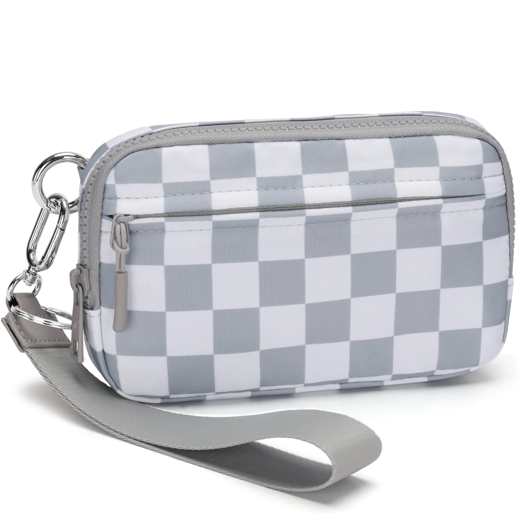 Women's Checkered Zip Around Wallet — Large Capacity Clutch with ID Window