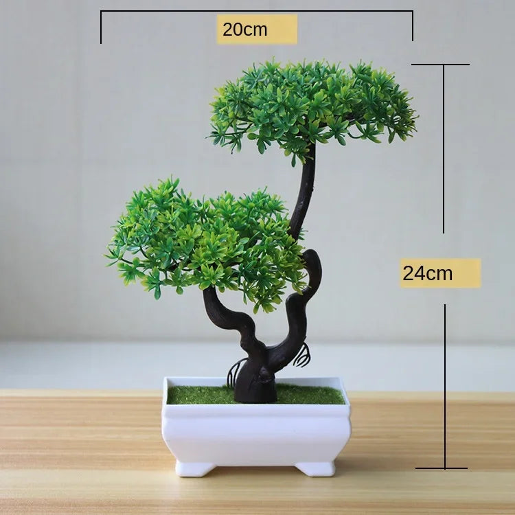 merylover Artificial Bonsai Tree — Potted Green Plant Decor for Home and Office