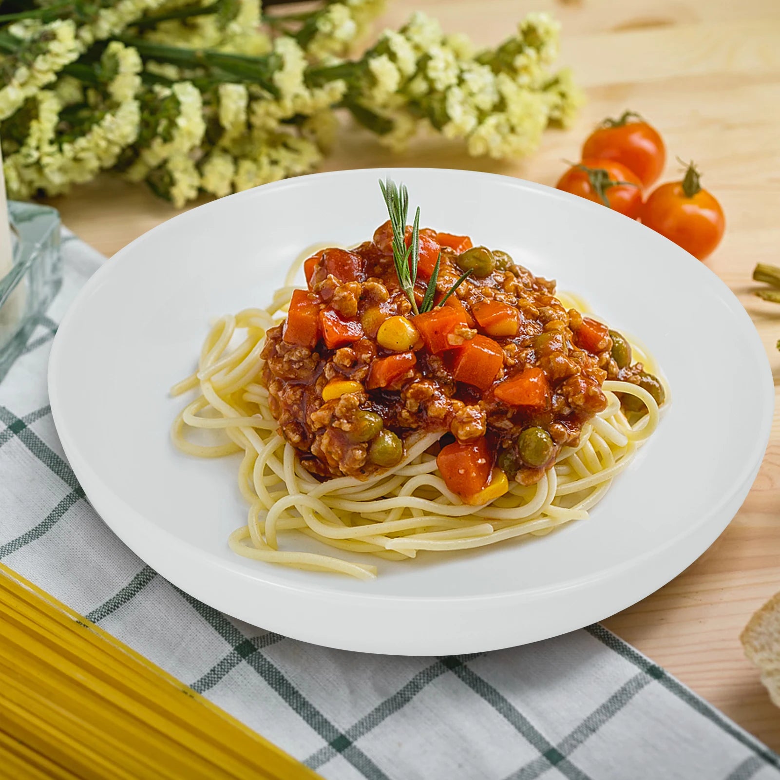 Ceramic Pasta Bowls Set — 6-Piece Large Shallow Serving Dishes, White