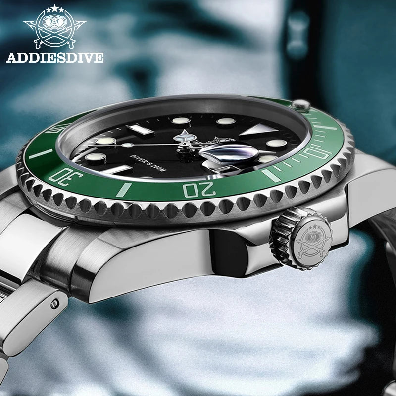 ADDIESDIVE Classic Men's Diving Watch — 200m Waterproof Stainless Steel