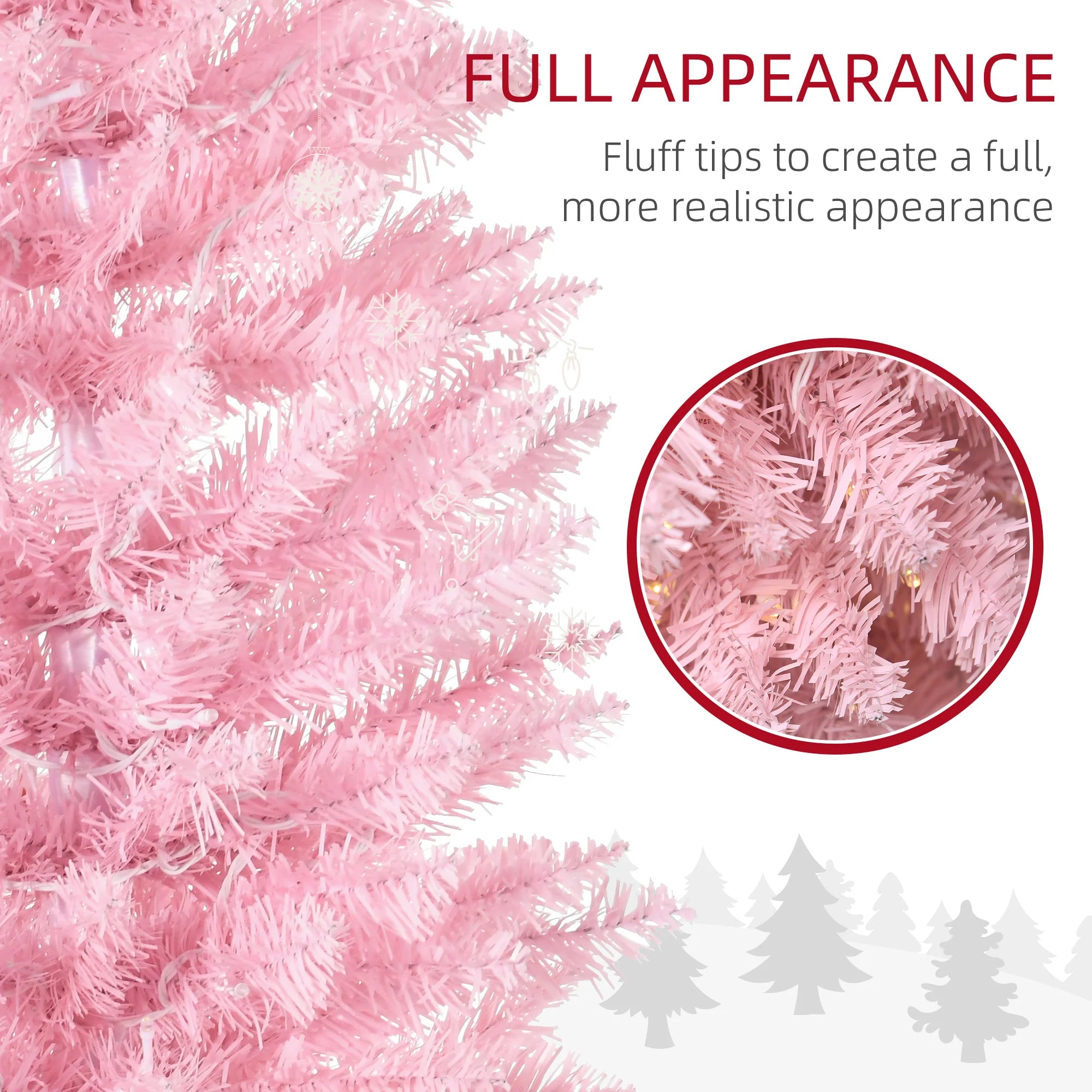 HOMCOM 5' Pink Artificial Christmas Tree — Prelit with Warm White LED Lights