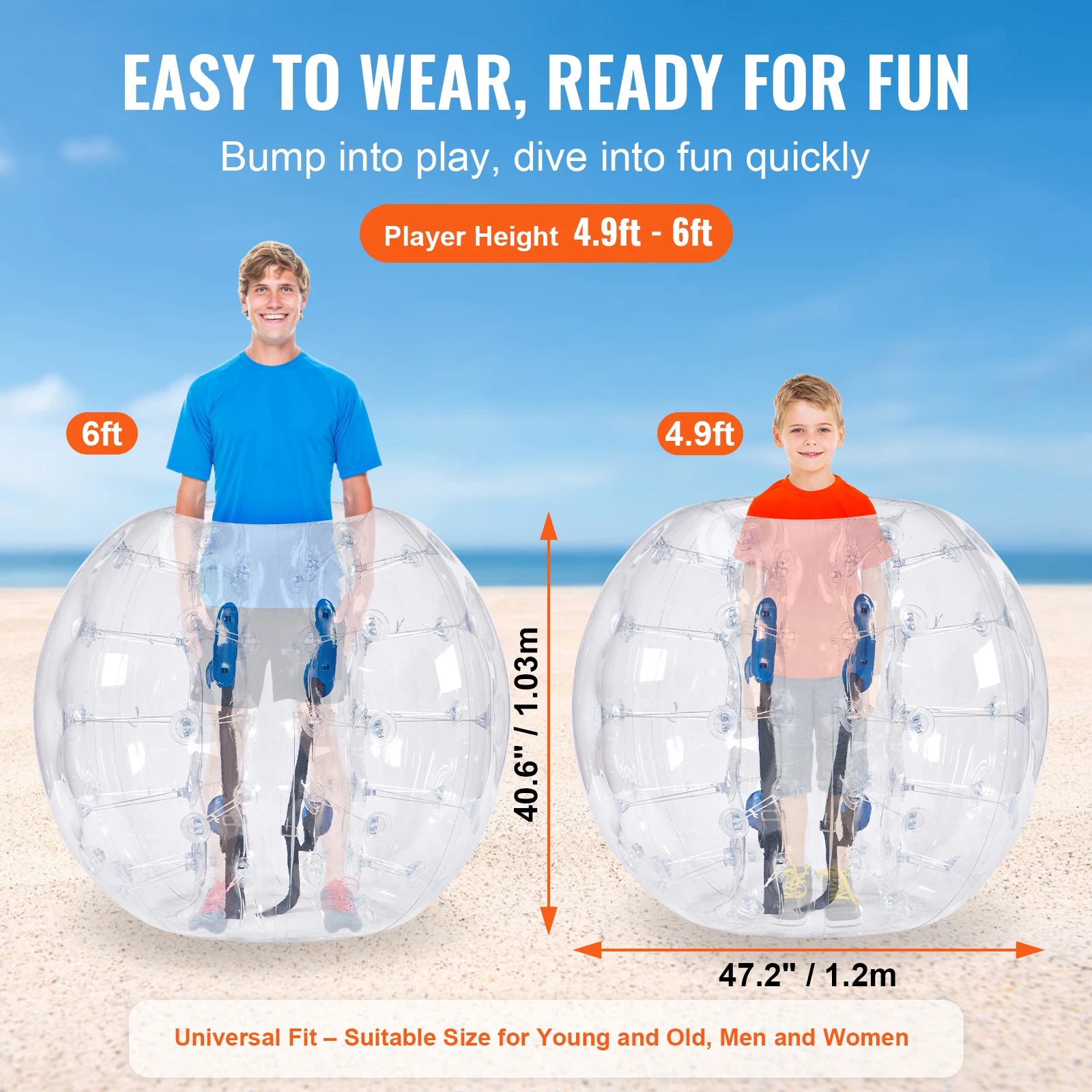 SucceBuy Inflatable Bumper Balls — Durable Body Sumo Zorb Toys