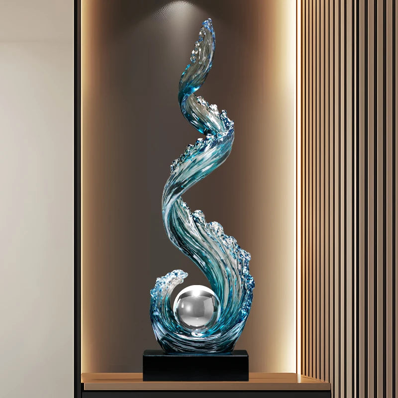 Abstract Resin Sculpture Decor — Modern Vertical Art for Living Room