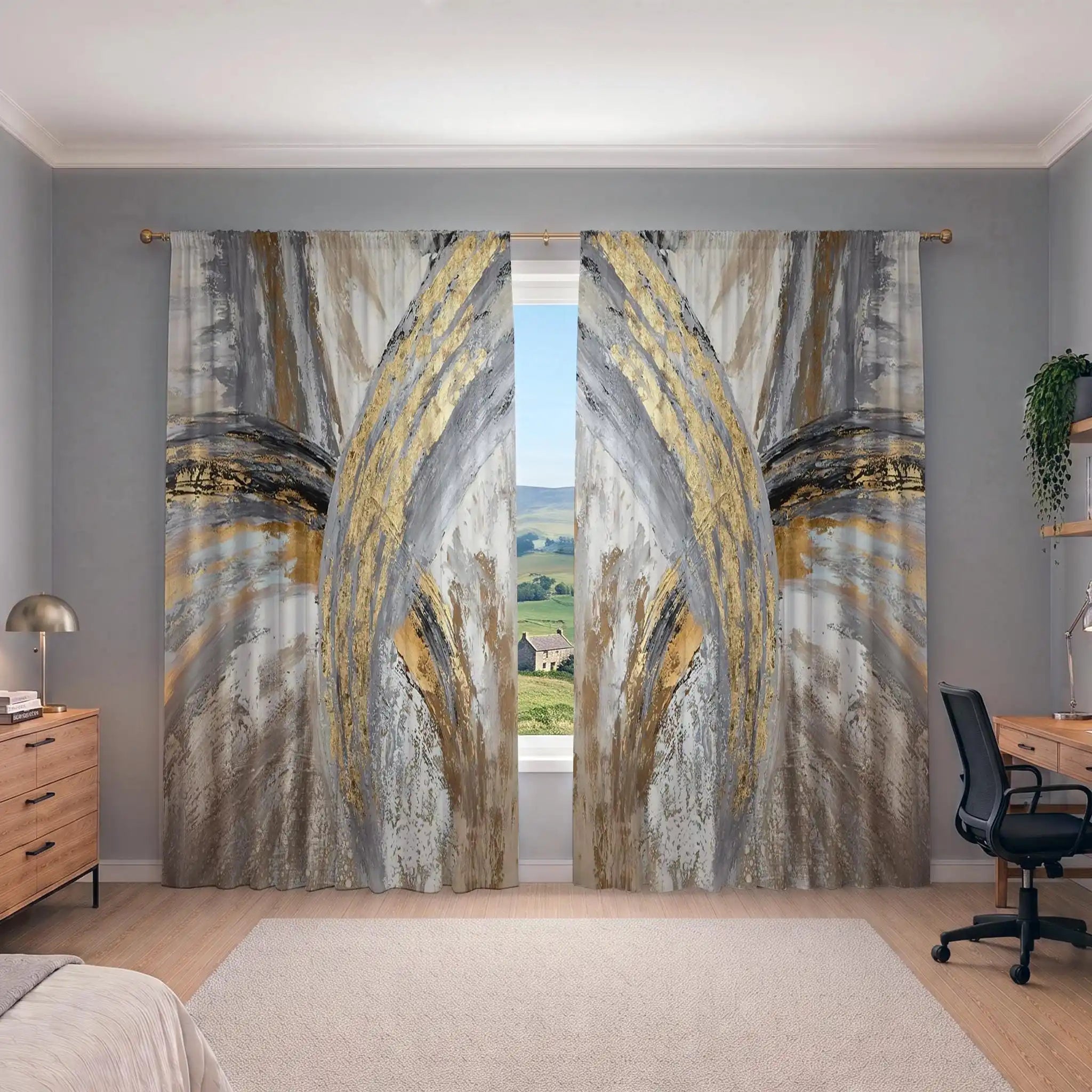 Grey Curtain Panels — Modern Window Treatment