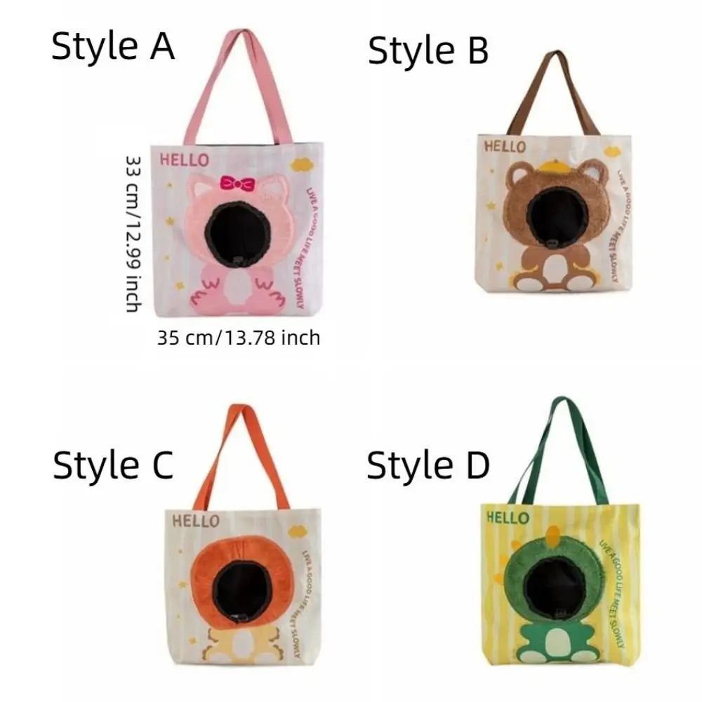 Breathable Canvas Pet Carrier Bag — Portable Travel Tote for Cats and Small Dogs