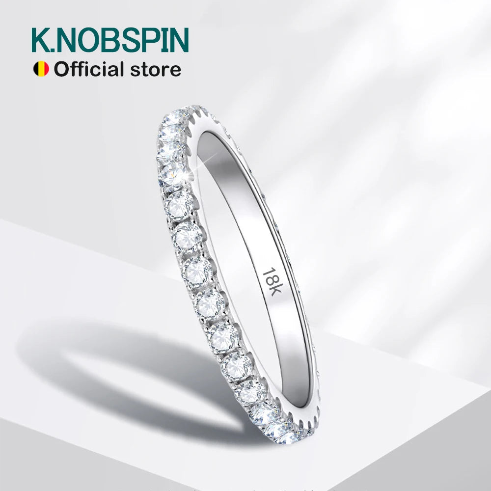 knobspin Moissanite Eternity Band — 925 Sterling Silver Wedding Ring