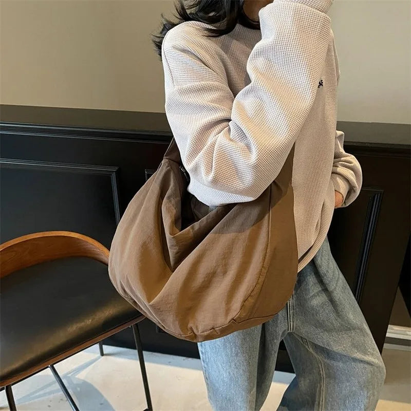 Large Soft Casual Crossbody Hobo Bag — Spacious Daily Carry for Women