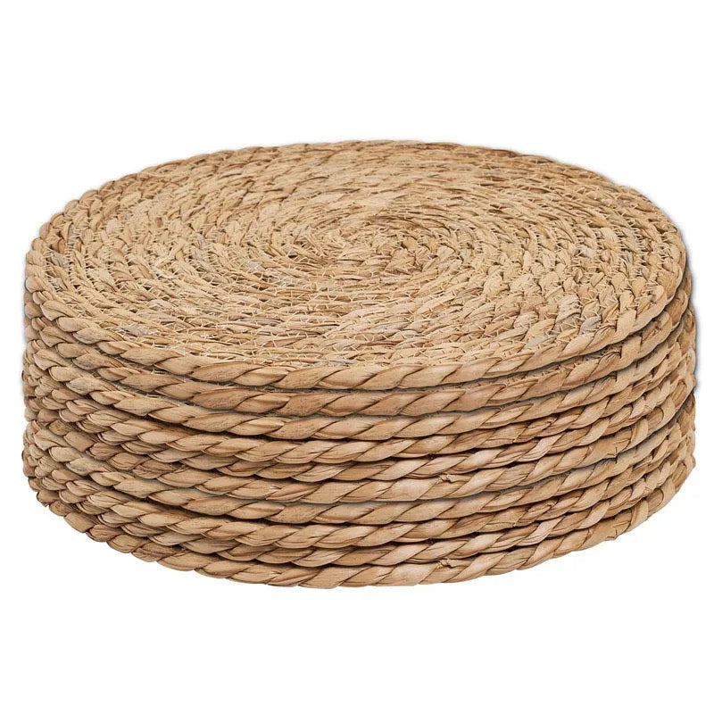 Handwoven Rattan Placemats — Round Heat Insulation Mats for Dining