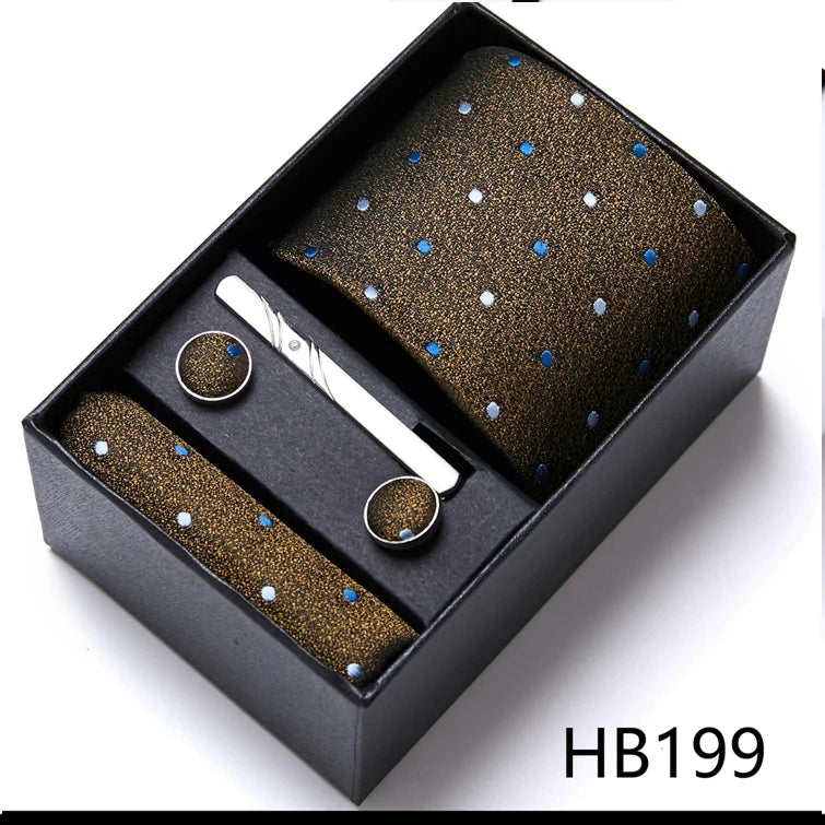 VanGise Men's Necktie Set — Business Tie, Cufflinks, and Pocket Square Kit