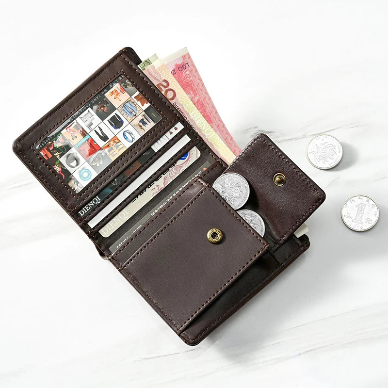 SMILEY SUNSHINE Men's Slim Bifold Wallet — Compact PU Leather Card Holder