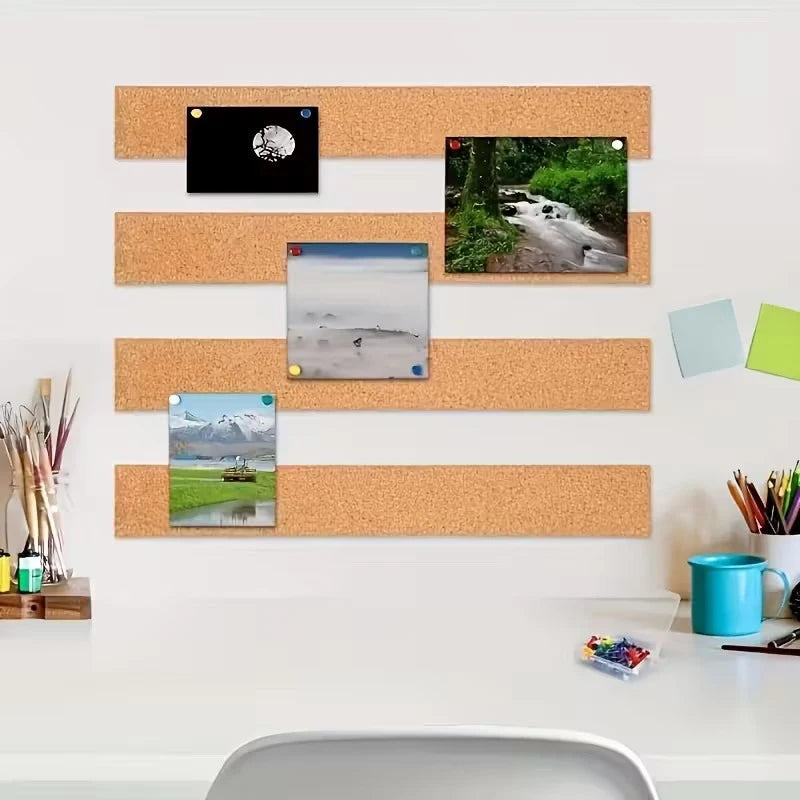 Self-Adhesive Cork Board Strips — Wall Organizer for Photos and Notes