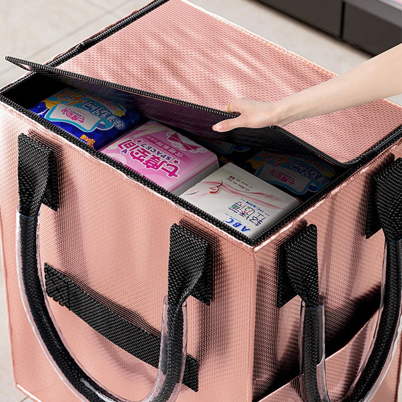 Rolling Grocery Shopping Bag — Foldable Reusable Tote with Wheels