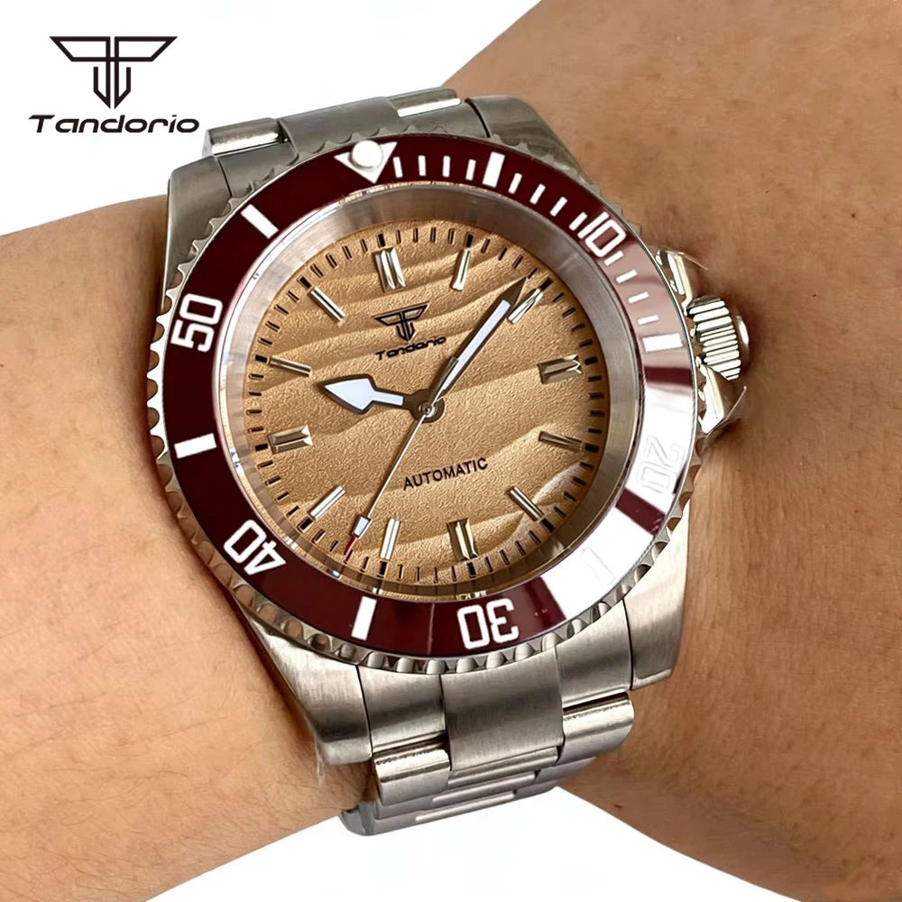 Tandorio Men's Automatic Watch — 40mm Stainless Steel with Sand Dune Dial