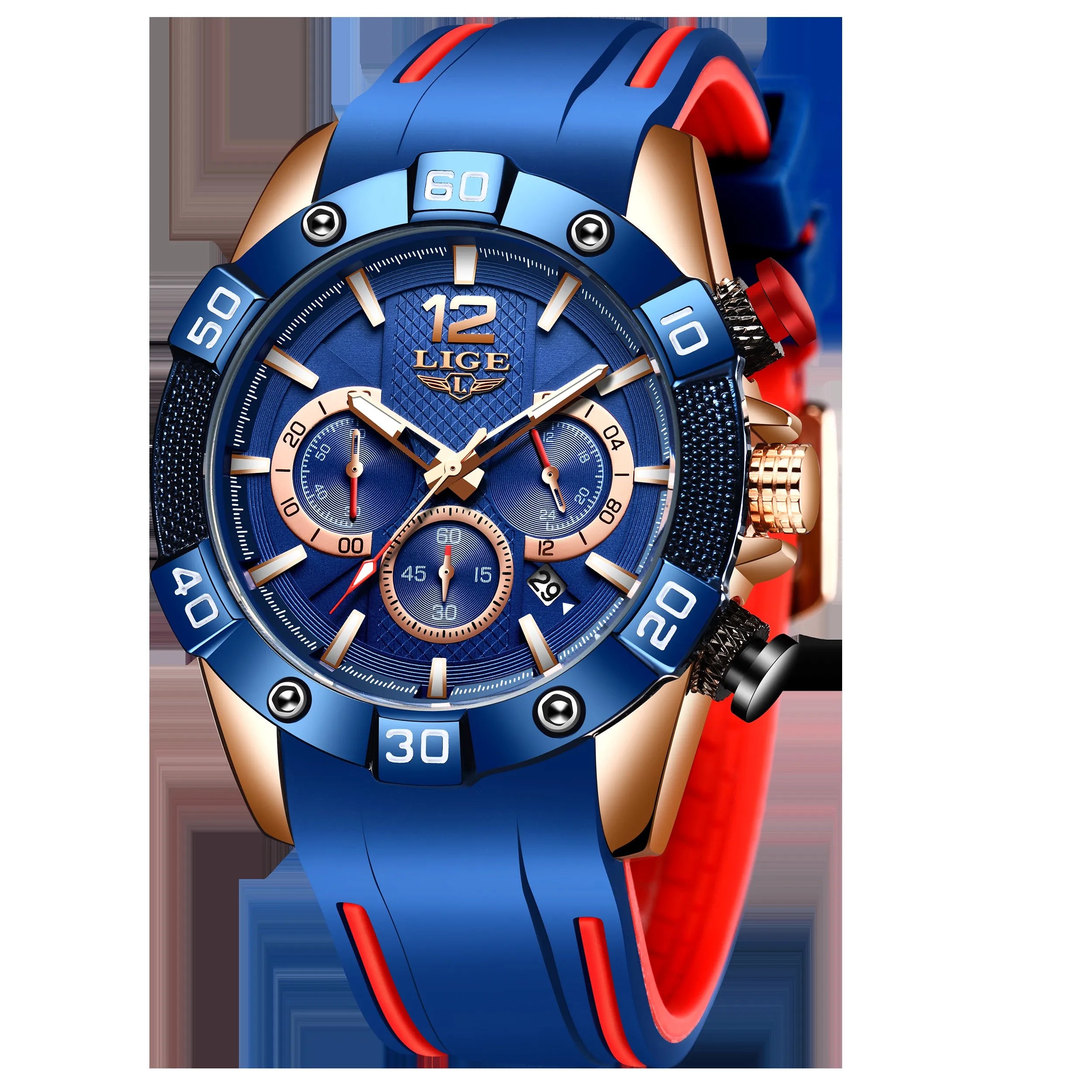 LIGE Luxury Men's Chronograph Watch — Waterproof Quartz Sport Timepiece