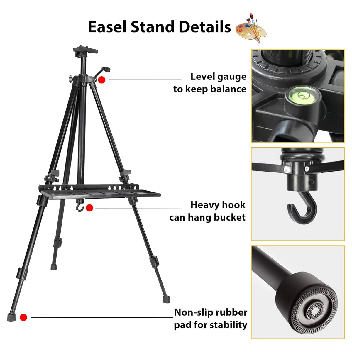 Adjustable Aluminum Art Easel — Portable Folding Stand for Painting
