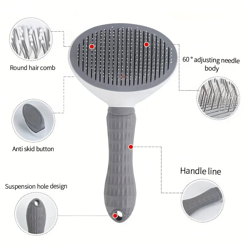 One-Click Pet Hair Removal Comb — Effortless Grooming Slicker Brush