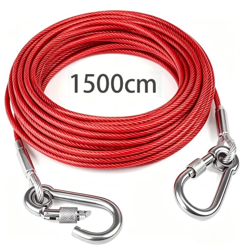 Heavy-Duty Stainless Steel Dog Tie-Out Cable — Reflective Outdoor Leash