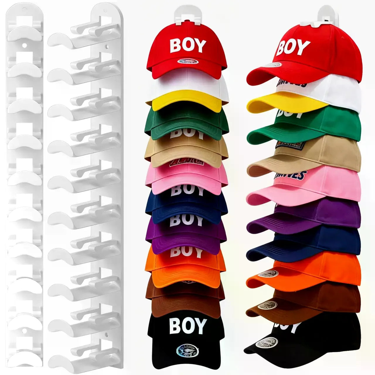 Wall-Mounted Hat Rack 2-Pack — Space-Saving Cap Organizer for Baseball Hats