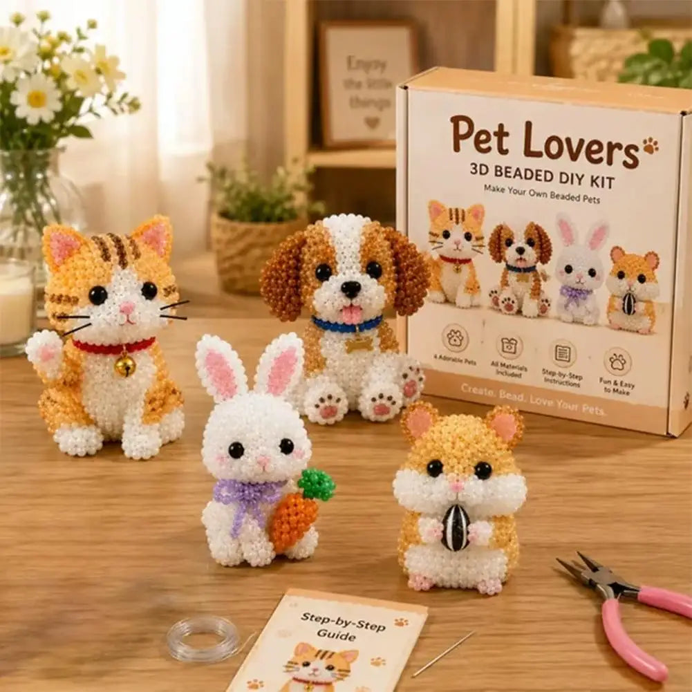 3D Beaded Animal Craft Kit — DIY Handmade Miniature Decor Set