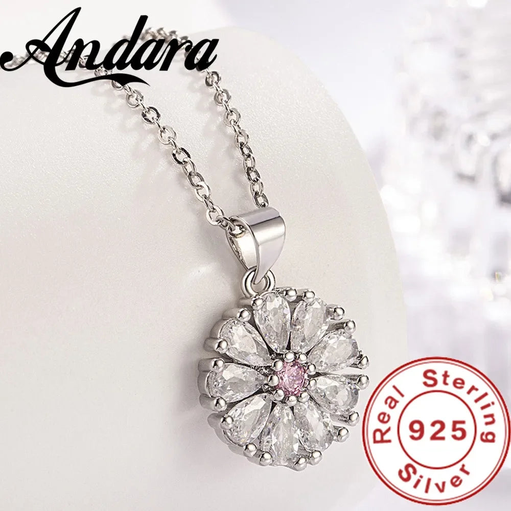 925 Sterling Silver Sunflower Zircon Jewelry Set — Elegant Wedding Gift