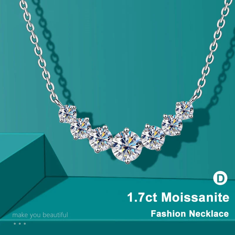 DOTEFFIL Moissanite Oval Pendant Necklace — 18k White Gold Plated Sterling Silver
