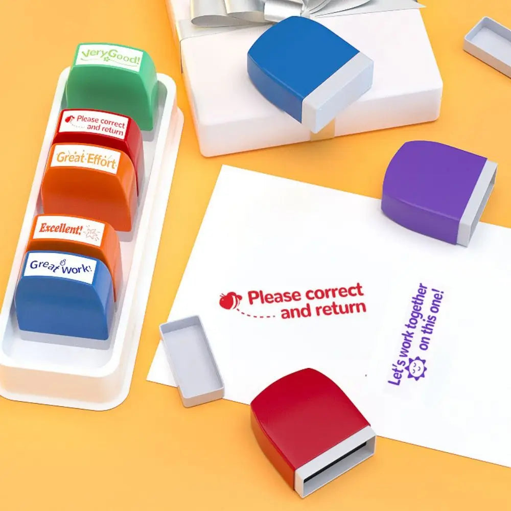Teacher Auto-Refilling Stamp Set — Classroom Grading & Signature Kit