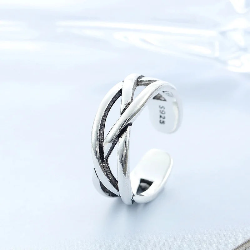 Sterling Silver Overlapping Ring — Elegant Cocktail Jewelry for Women