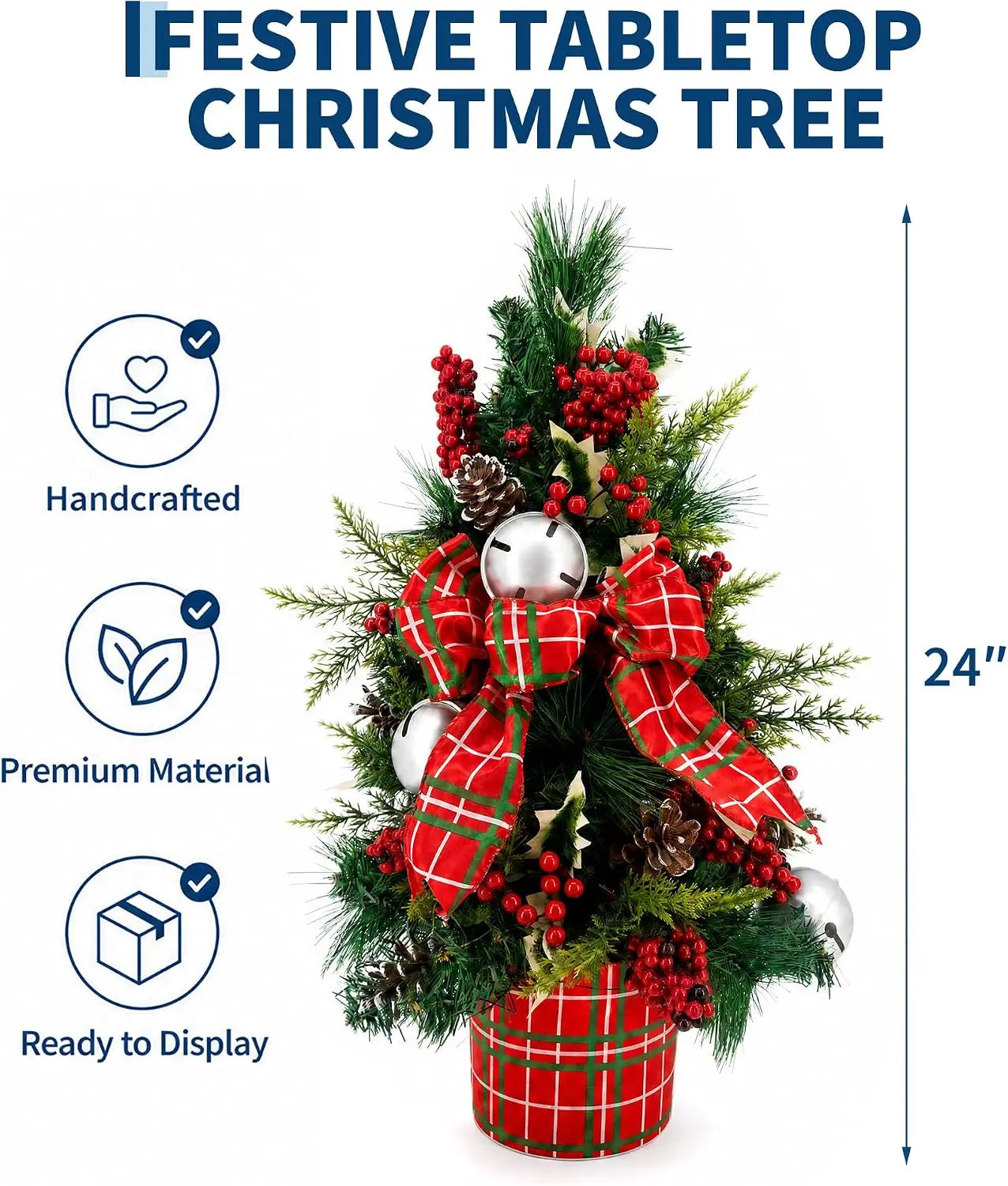 Garvee Mini Tabletop Christmas Tree — Pre-Lit LED Holiday Decor