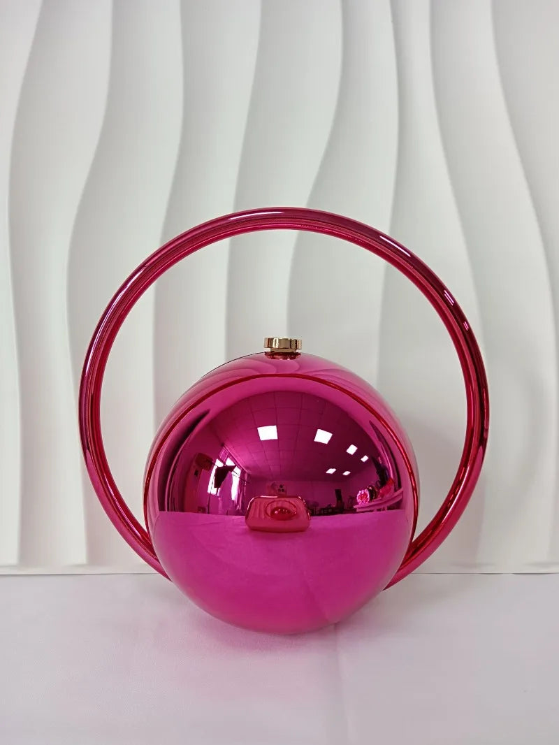 miflame Elegant Spherical Evening Clutch — Marble Texture Handbag with Electroplated Handle
