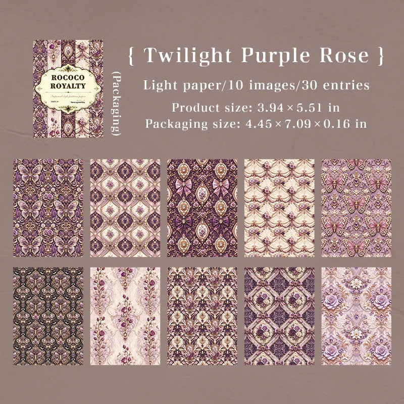 Rococo Royal Style Decorative Paper — 30 Pcs Scrapbooking & Junk Journal Supplies