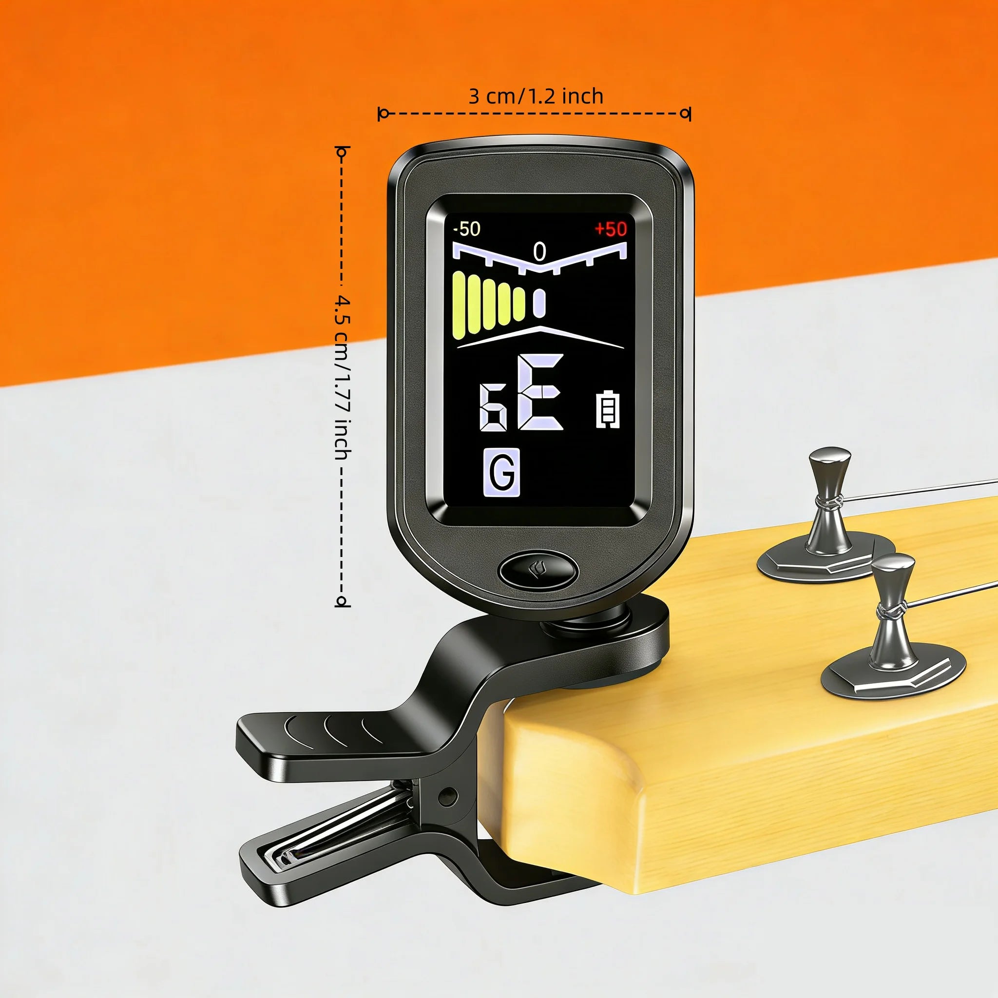 QiJiStar Clip-On Guitar Tuner — 360-Degree Rotatable Color Display